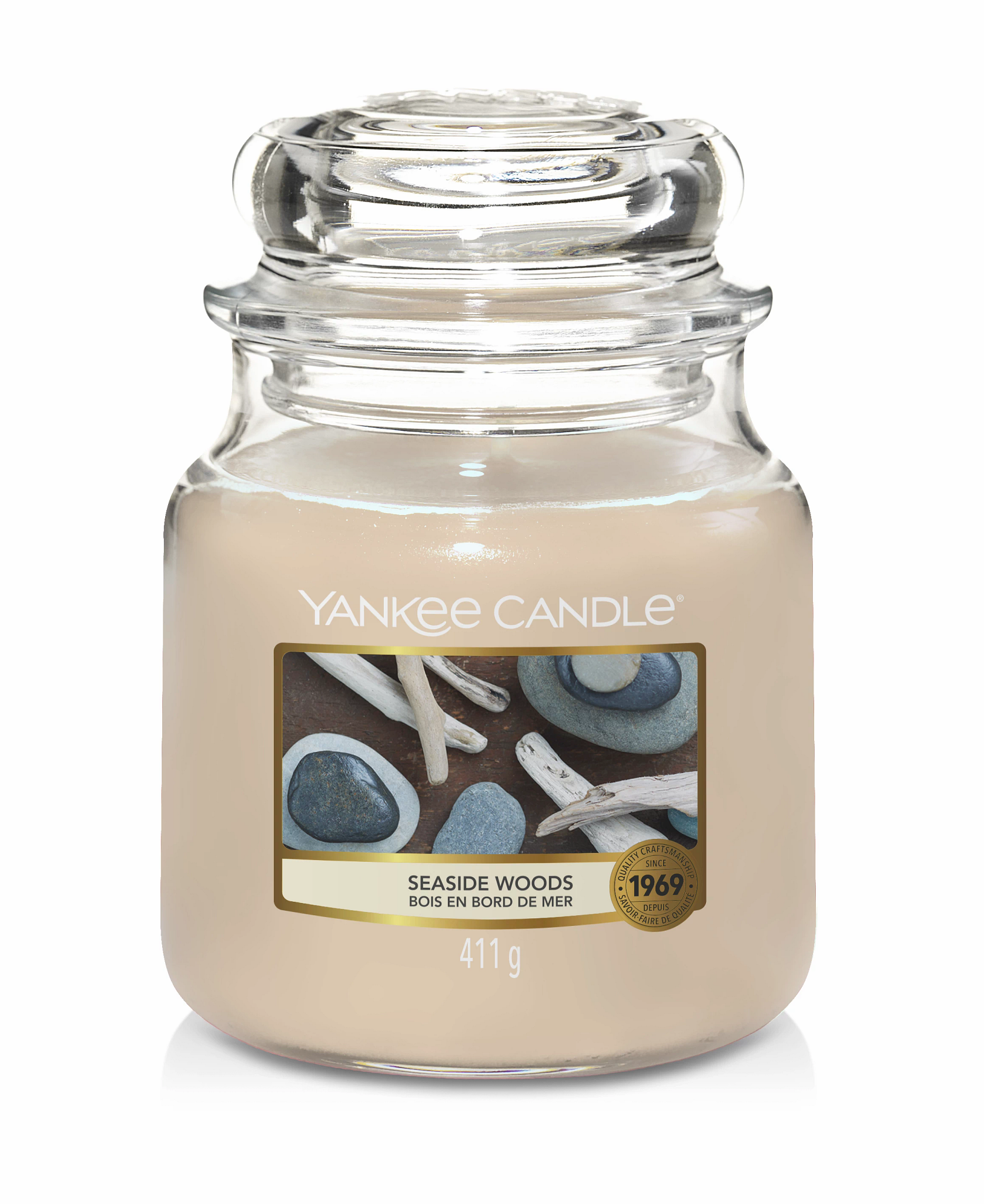 YANKEE CANDLE HOME INSPIRATION ELEGANTE GIARA MEDIUM IN VETRO - FRESCO  PROFUMO DI BUCATO - PiùMe